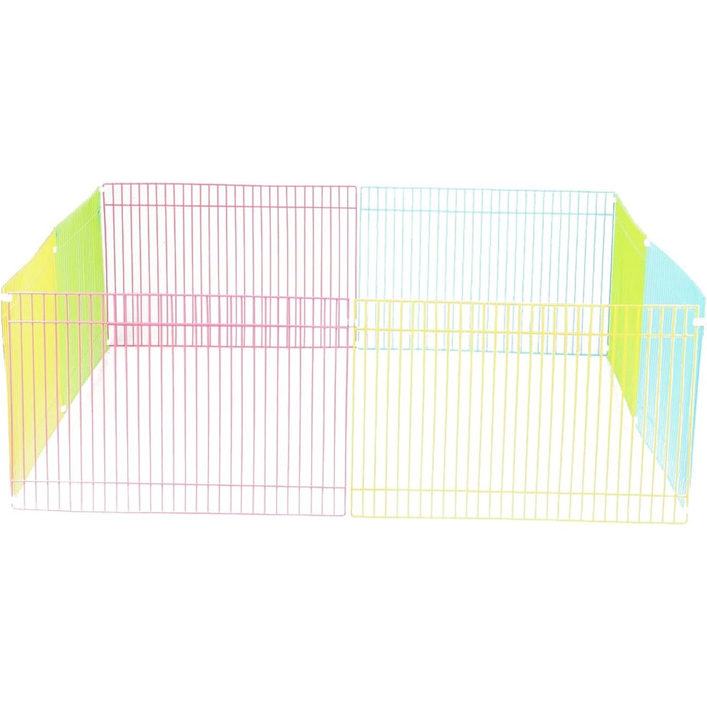 Emours Portable Small Animal Play Pen Rabbit Cages for Outdoor Indoor DIY Pet Fence for Bunny, Hamster, Guinea Pig,Puppy, Kitties, Corner Enclosed Play Cage, Multi-Color