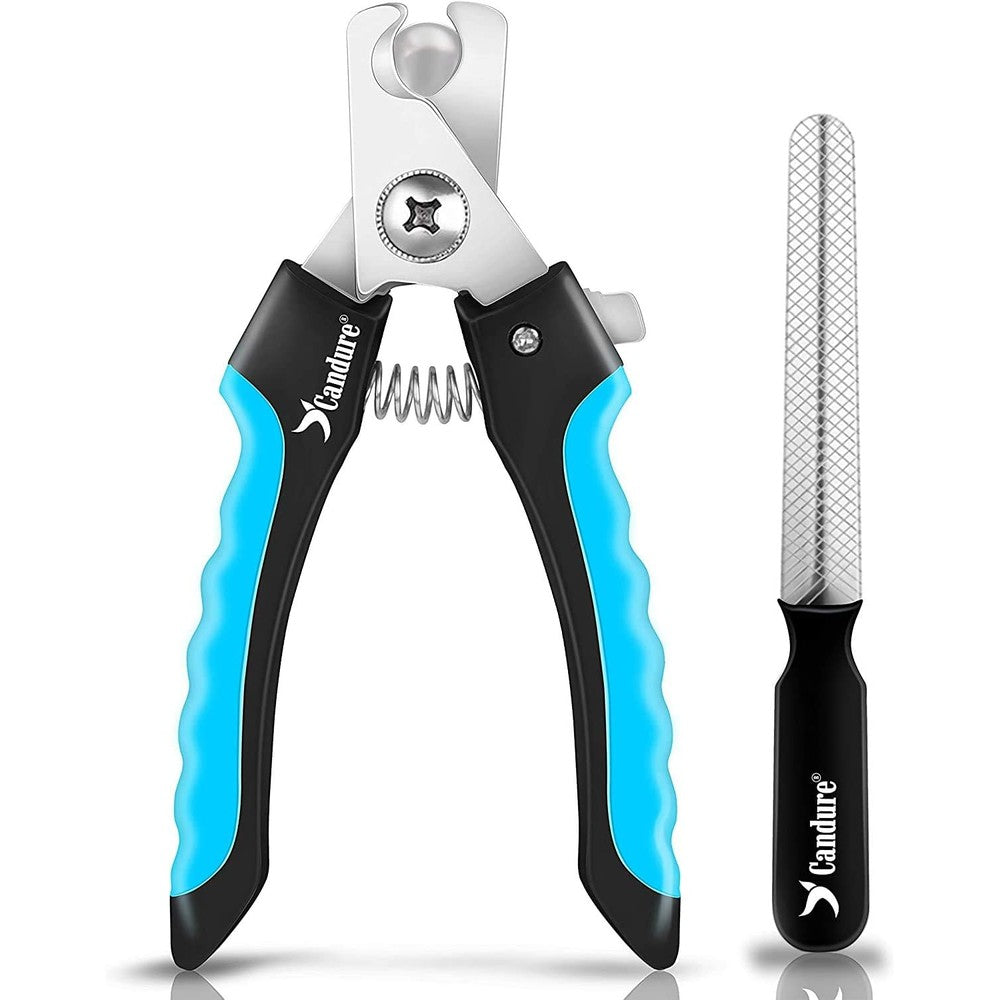 Candure Dog Nail Clippers And Trimmer With Safety Guard Stainless Steel Pet Grooming Tool With Nail File For Small Medium Large Breeds