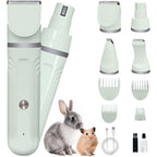 Lyrzzey Guinea Pig And Rabbit Grooming Kit Two In One Cordless Hair Clipper And Electric Nail Grinder For Small Animals Low Noise Rechargeable Green