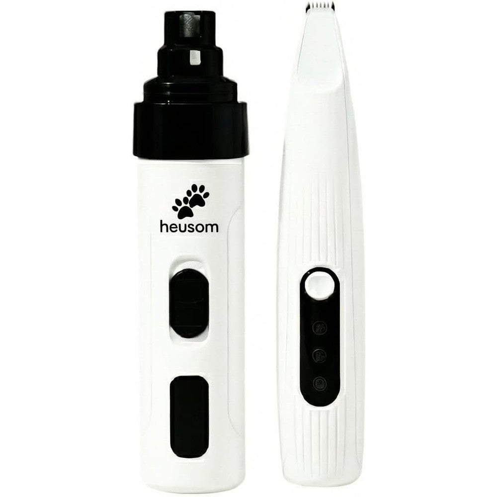 KACHEEG Heusom Silent Groom Pro Pet Nail Grinder and Pet Paw Trimmer Combo Pack for Dogs and Cats White Finish