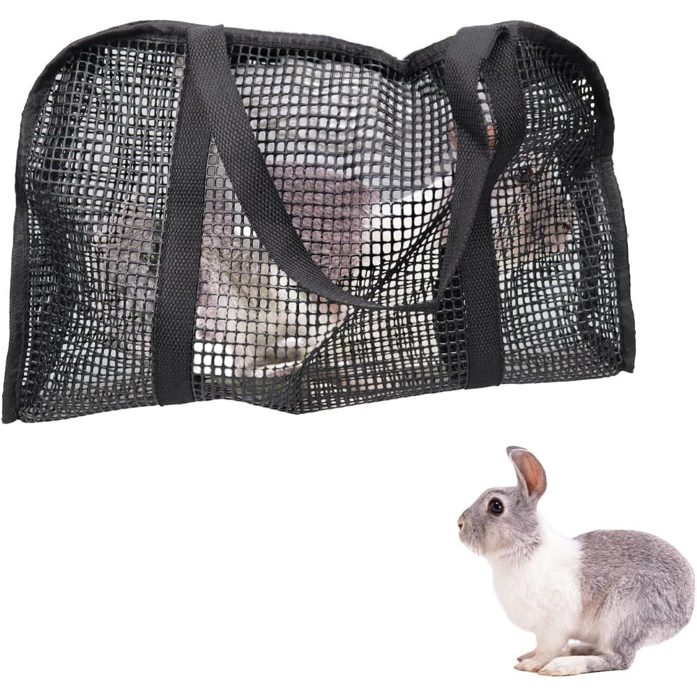 Tinkare Rabbit Nail Trimming Pouch Breathable Acrylic Mesh Bunny Grooming Bonding Bag For Kittens And Small Pets Medium Black