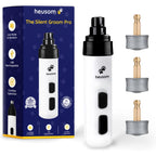 Heusom Silent Groom Pro Pet Nail Grinder Bundle With Three Piece Replacement Drum Grinders Whisper Quiet Cordless Claw Trimmer For Dogs And Cats