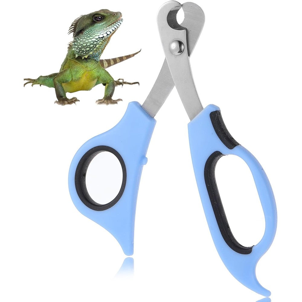 JIYIN Bearded Dragon Nail Clippers Stainless Steel Blue Precision Angled Edge Trimmer For Reptiles And Small Pets One Count