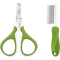 SHINY PET Pet Grooming Tool Bundle Set Stainless Steel Small Animal Nail Clippers And Detangling Pet Comb Two Piece Kit Green - Image 1