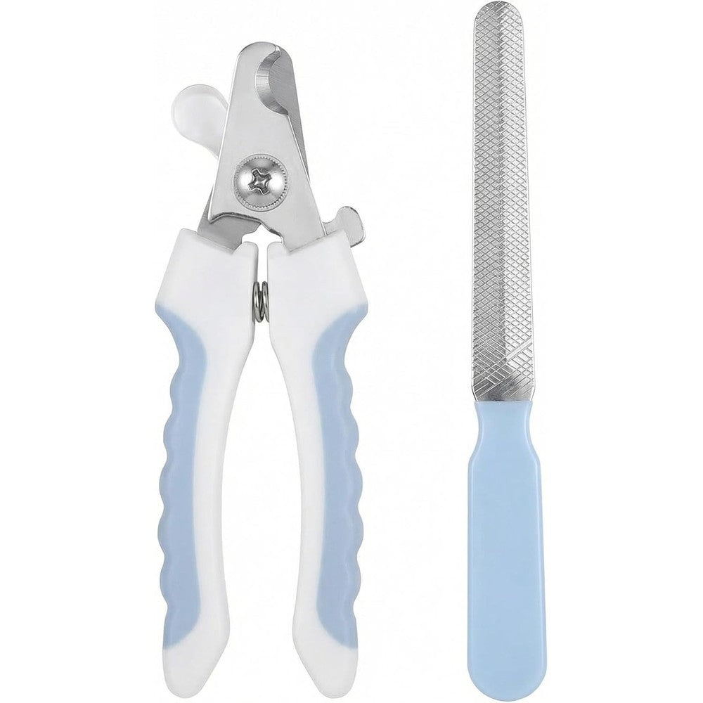 Petstreet Cat Nail Clipper 2 Pieces Set With Nail File Small Blue Wave Handle Trimmer For Dogs Cats And Small Pets Professional Routine Grooming