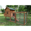 Outdoor Chicken Coop for 2-4 Chickens Wooden Hen House Poultry Pet Hutch Run Cage w/Waterproof Asphalt Roof, Ramp, Nesting Box, Wire Fence (80")