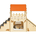 OtterPets Extra Large Bunny Hideout, Cozy Rabbit Castle with Fleece Mats, Wooden Rabbit Hideout, Bunny House Indoor Indoor, Chinchilla, Guinea Pig House (Pet Safe Wood Joints)