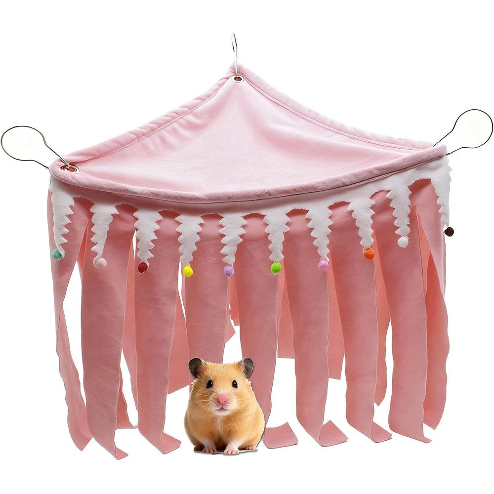 Guinea Pig Hideout,Pets Forest Cage Corner Hideout,Cage Accessories for Guinea Pig, Bunny, Chinchilla, Hamster, Rabbit and Other Small Pets, No Metal Fences (Pink,Medium)