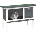 PawHut Outdoor Rabbit Hutch, Wooden Bunny Cage with Openable Roof and Pull-Out Tray, Elevated Guinea Pig Cage for Rabbits, Chinchillas and Small Animals, Indoor Outdoor Use, Gray