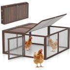 Chicken Coop, Wooden Rabbit Hutch Outdoor Indoor Folding Bunny Cage with Handle Portable Chicken Run with Top & Side Opening Doors Small Animal Playpen No Assembly Pet Poultry Cage for Bunny(Brown)