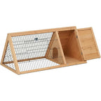 PawHut wooden A-frame outdoor rabbit hutch front view