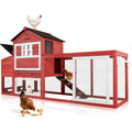 Portable Chicken Coop with Wheels Poultry Cage, Wooden Chicken Coop for 4-6 Chickens, Nesting Box, Pull-Out Tray, Ventilated Windows, Asphalt Weatherproof Roof, 81.5" Lx25.6 Wx44.1 H, Red
