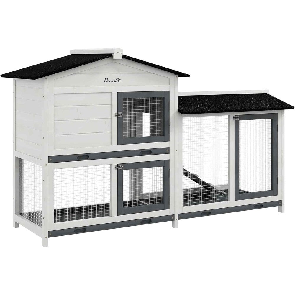 PawHut 62 inch rabbit hutch front view