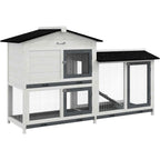 PawHut 62 inch rabbit hutch front view