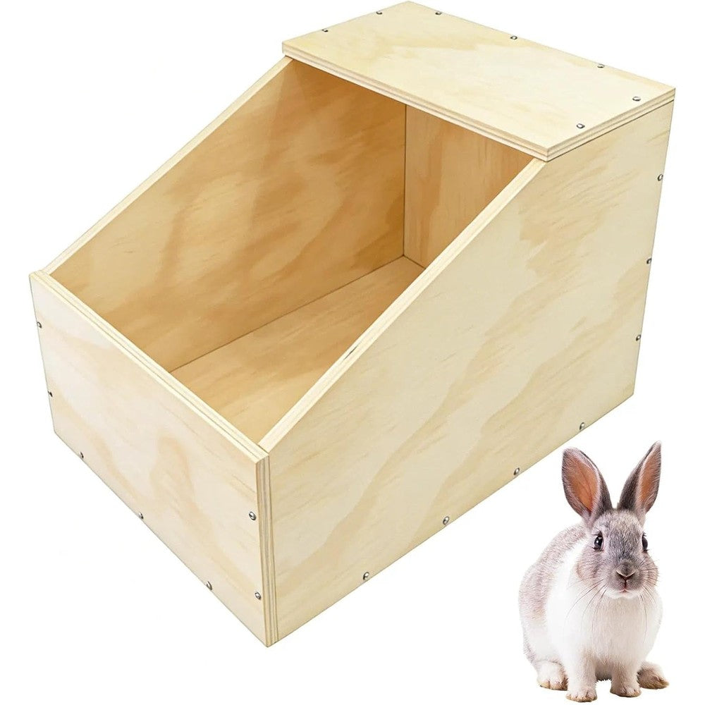Wooden Rabbit Nesting Box, Small Animal Hutch Hideout, Breeding Shelter & Burrow Den Alternative for Rabbits, Guinea Pigs, Chinchillas or Other Small Pets(16x11x11 in)