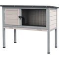 PawHut elevated wooden rabbit hutch front view