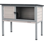 PawHut elevated wooden rabbit hutch front view