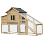 PawHut wooden chicken coop front view showing the multi-level house and run