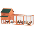 PawHut 137" Chicken Coop for 4-6 Chickens, Large Chicken House, Wooden Poultry Hen Cage with Nesting Box and Run for Backyard, Orange