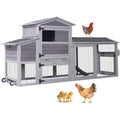 Aivituvin chicken coop front view showcasing wooden panels and outdoor run