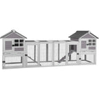 Aivituvin Rabbit Hutch Indoor Bunny Cage Outdoor with Run Chicken Coop Guinea Pig House with Waterproof Asphalt Roof,No Leakage Pull Out Tray (103.2" L x 25.2" W x 36.2" H, Grey-2 Sets)