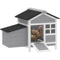 PawHut Chicken Coop Outdoor Weatherproof, Wooden Duck House with Nesting Box, Pull-Out Metal Tray, for 1-2 Chickens, Rabbits, Ducks, Poultry Cage Rabbit Hutch for Backyard, Farm, 36" x 25" x 27"