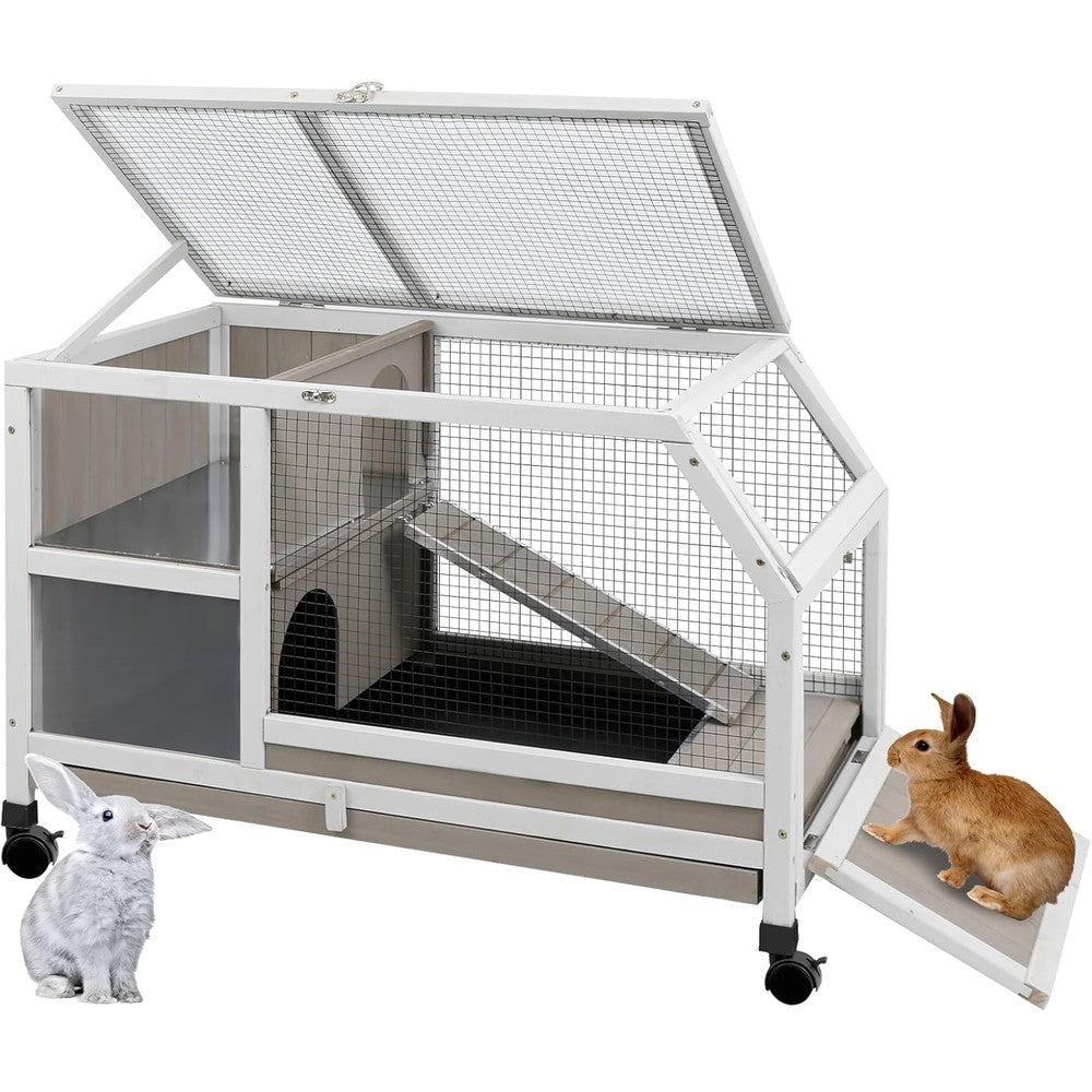 Ketive Rabbit Hutch Indoor - Weatherproof, Multi-Level, Easy Assembly, Lockable, and Comfortable