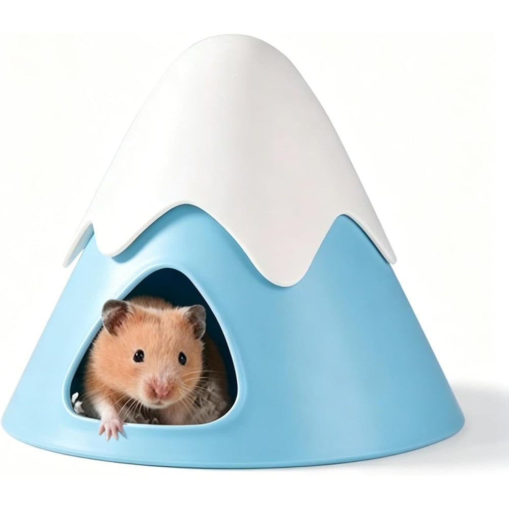 Hamster Hideout, Snowy Mountain Shape Hamster Hide House,Cute Small Animal Habitat Hideaway Hut for Syrian Hamsters, Mice, Gerbils, Rats (Blue)