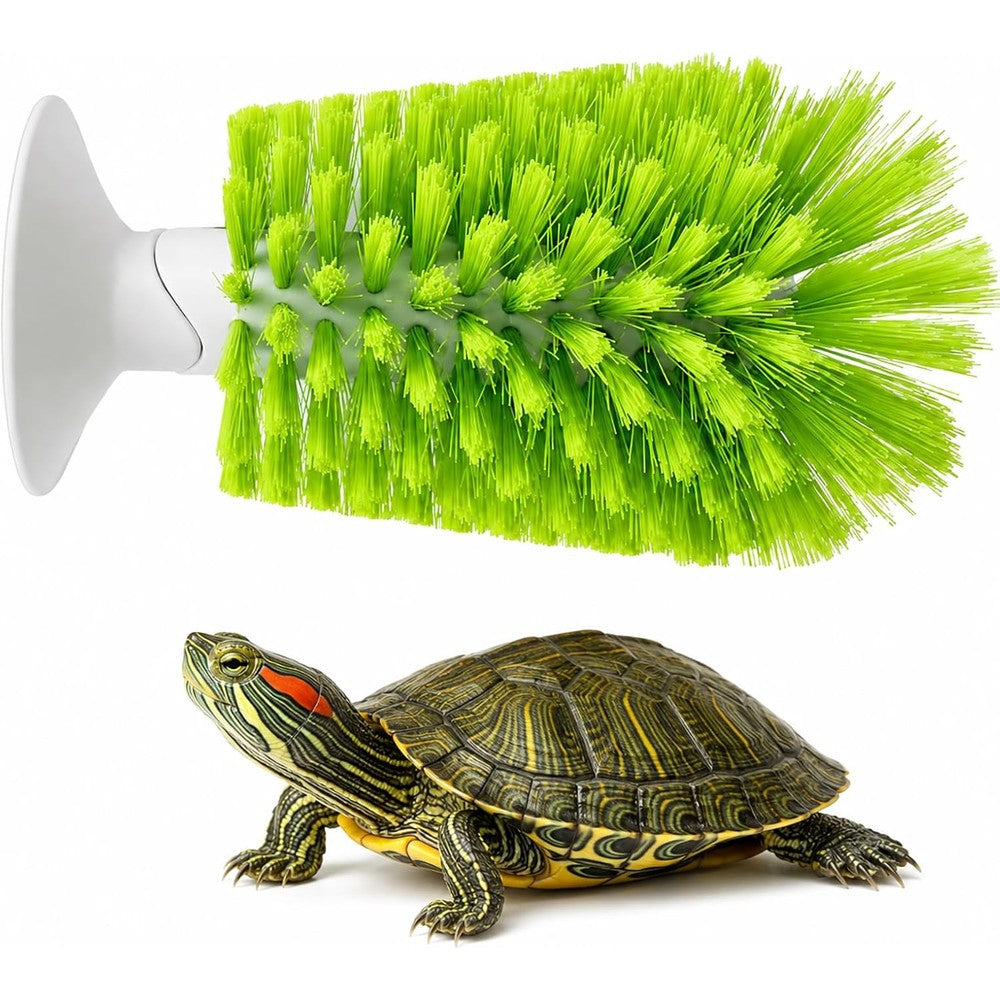 Nilioerup Turtle Scrub Brush and Shell Back Scratching Cleaning Tool with Suction Cup Base for In Tank Aquatic Tortoise Exfoliation Green Color 1 P...