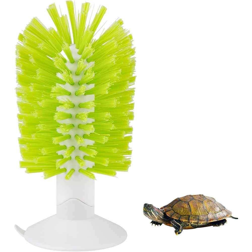 Gosknor Turtle Shell Brush With Suction Cup Tank Back Scratcher And Exfoliator Scute Remover For Red Eared Slider Aquatic Habitats Green One Piece