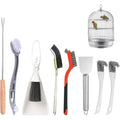 TOAINRSI Bird Cage Cleaning Brush Tool Set Eight Piece Small Pet Habitat Cleaner Kit With Stainless Steel Scraper And Wire Brushes