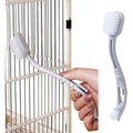 MANON ROSA Bird Cage Cleaner With Two Brush Heads And Long Handle Tool For Cleaning Bird Parrot Cages Kennels And Perches Grey Color - Image 1