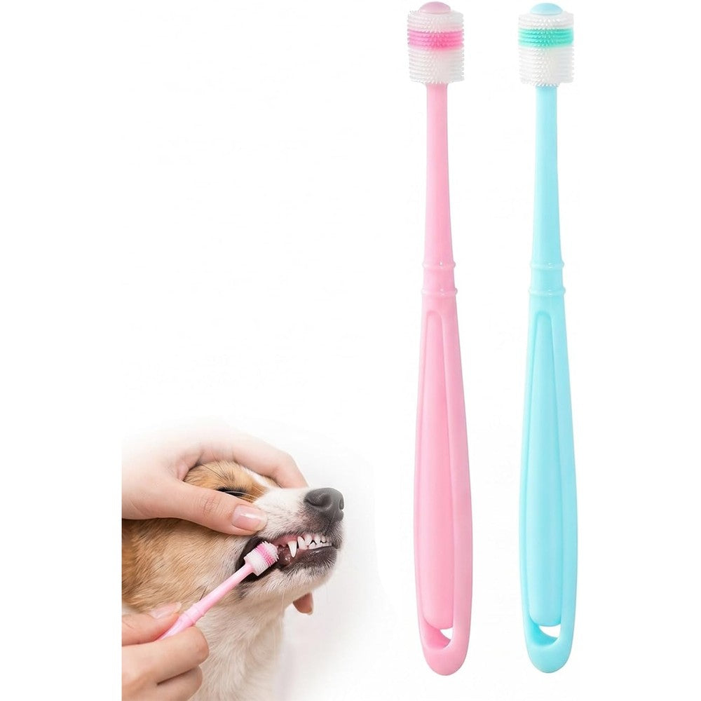 Generic Mini Pet Toothbrush Compact Oral Care Tool For Small Animals Soft Bristle Dental Hygiene Brush For Dogs And Cats Pink And Blue Pack