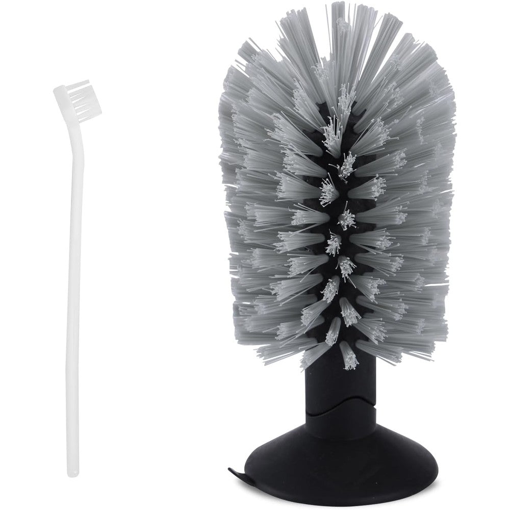 BOXOB Turtle Shell Cleaning Brush And Tortoise Shell Scratcher With Suction Cup Grey Two Piece Pack