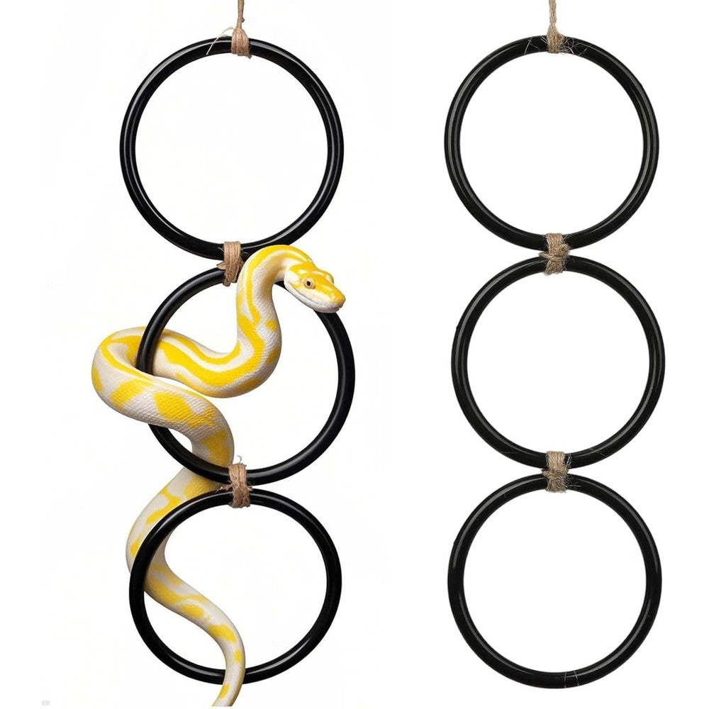 2 Pack Snake Climbing Rings for Ball Python & Corn Snake,Reptile Enrichment Toys for Snake,Ball Python Tank Decor, Reptile Tank Accessories for Bearded Dragon,Chameleon, Iguana, Gecko, Lizard (Black)