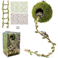 Magnetic Jumping Spider Hideout,Habitat Dcor Kit - Handmade Moss Hideout with Climbing Rope,Hemp Rope Bridge,2Pcs Climbing Web& Loose Moss,Fun Enclosure Accessories for Climbing & Hiding (4.5cm)