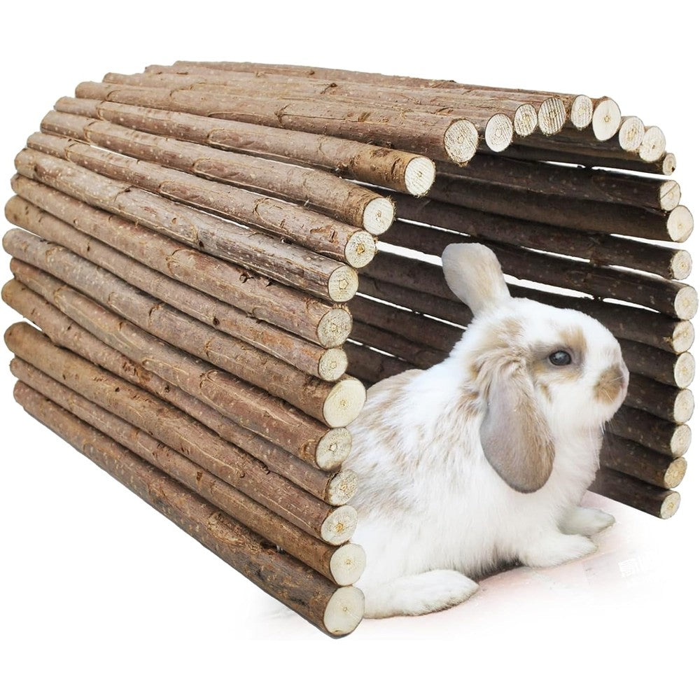 kathson Rabbit Wooden Bridge(20.0 x 11.8 inches),Guinea Pig Wood Tunnel Large Bunny Ladders Small Animal Flexible Hideout for Hamster Chinchillas Guinea Pig Hedgehog and Other Rodents