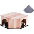 Wooden Guinea Pig Corner Hideout - Hidey for Chinchilla, Rat and Hedgehog with Pee Pad, Fully Assembled & Dual Entrances - Guinea Pig Accessories by The Kozko Hut