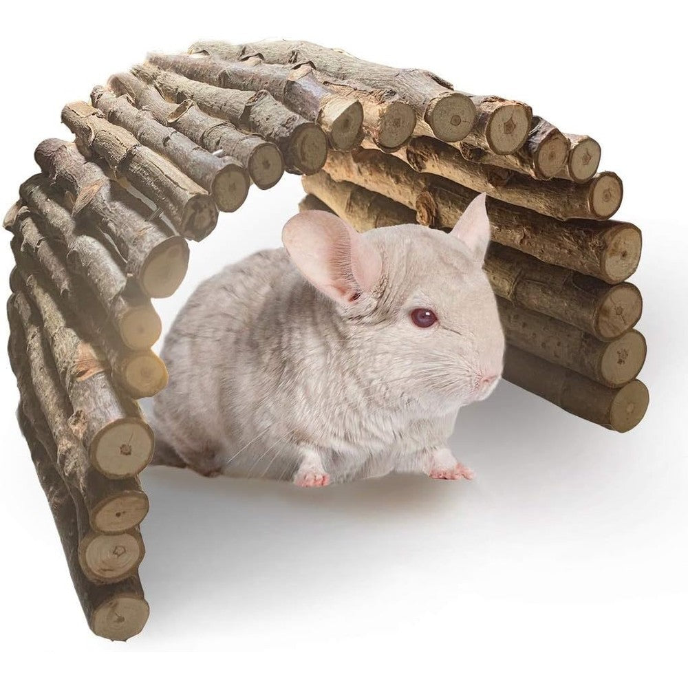 PINVNBY guinea pig wooden ladder bridge front view showing flexible bendable design