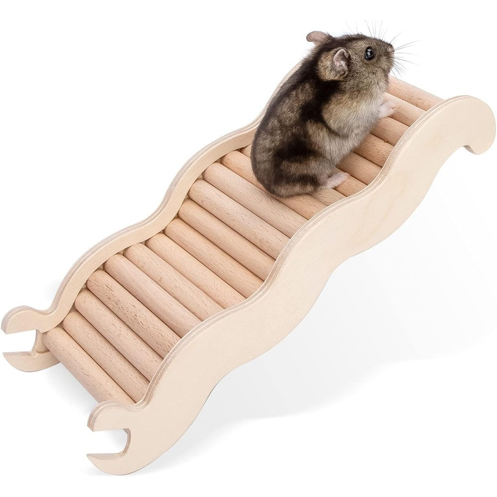 Niteangel Hamster Climbing Toy Wooden Ladder Bridge for Hamsters Gerbils Mice and Small Animals (Medium - 8.26'' L)