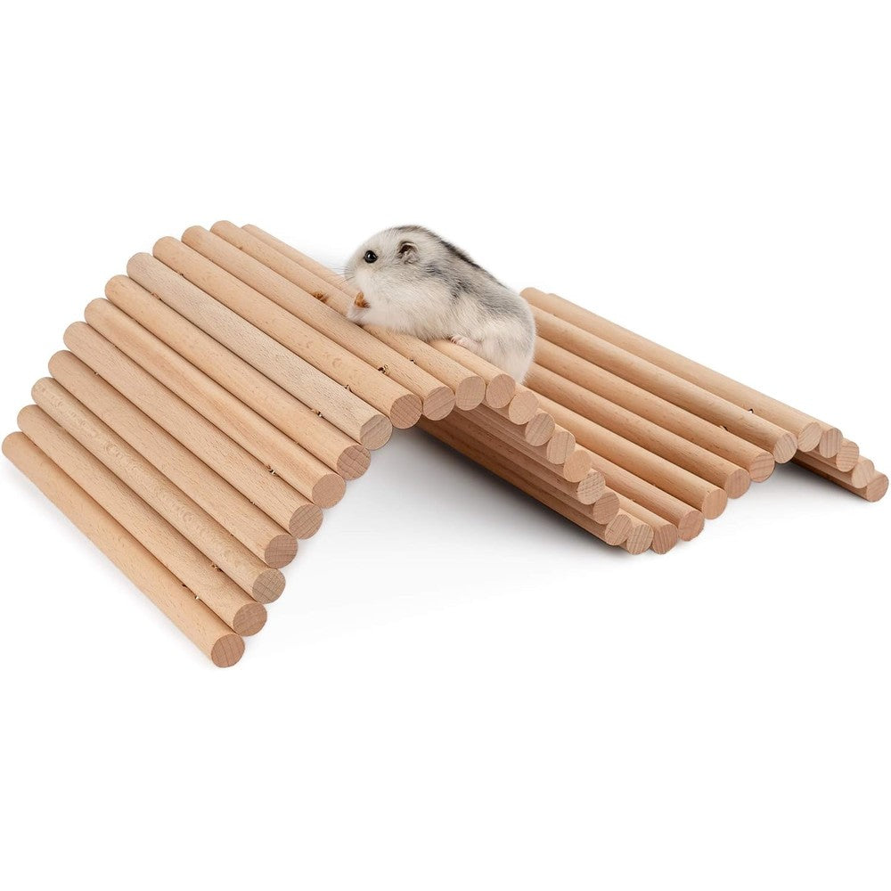 Niteangel hamster climbing ladder wooden suspension bridge front view