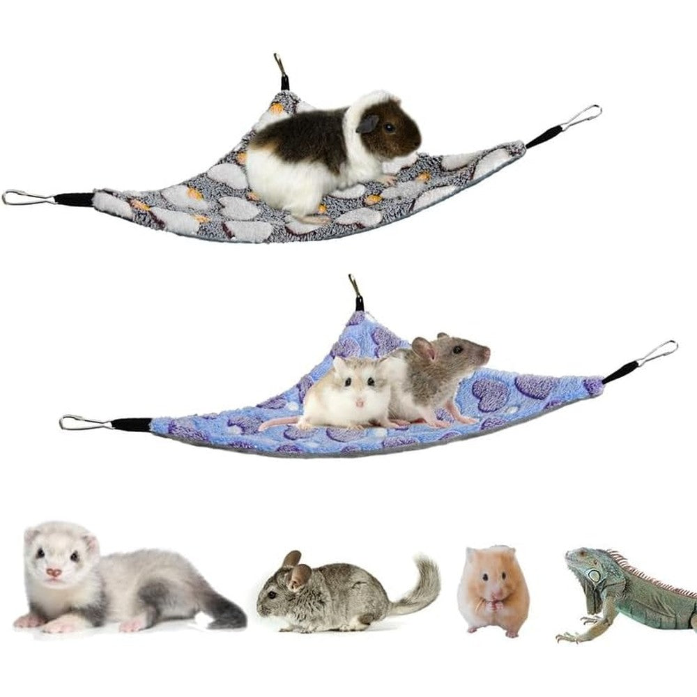 Gomicraft Gomibaby Pack Of 2 Hanging Corner Hammock With Hooks For Small Animals Medium Coffee And Purple Velvet Fleece