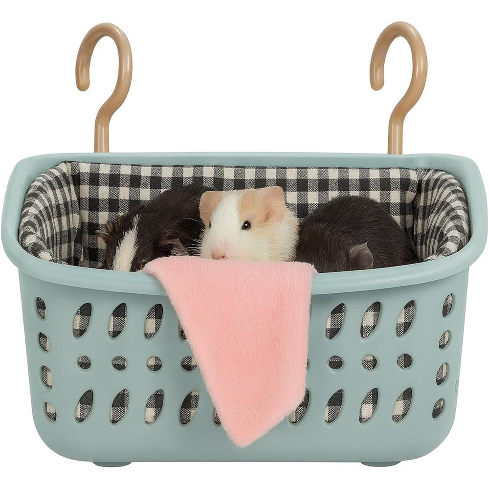 JWShang Rat Hammock For Cage Chew Proof Hanging Basket Bed With Sturdy Hooks Removable Cotton Mat Small Animal Cage Accessories Blue Large