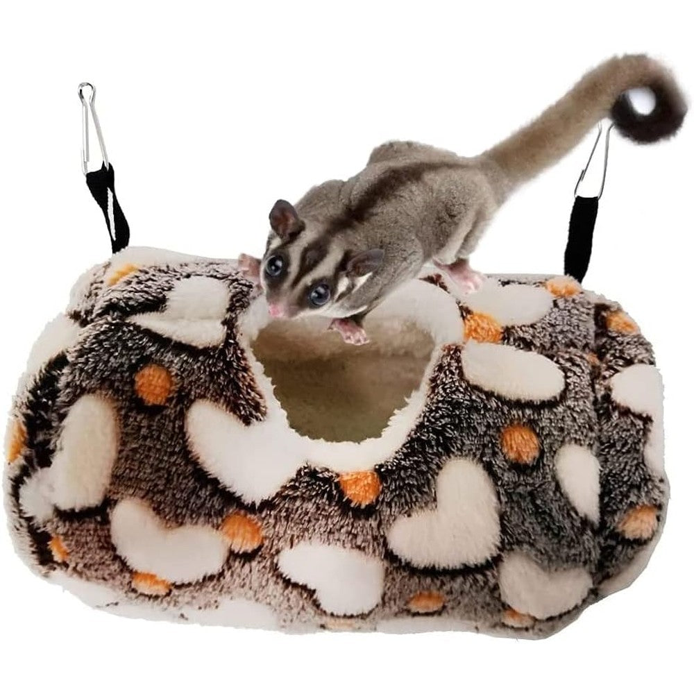 Litewoo Sugar Glider Sleeping Pouch Small Animal Hammock With Love Pattern Hanging Bed For Hamsters Squirrels And Ferrets Coffee Color 7.8 Inches X... - Image 1