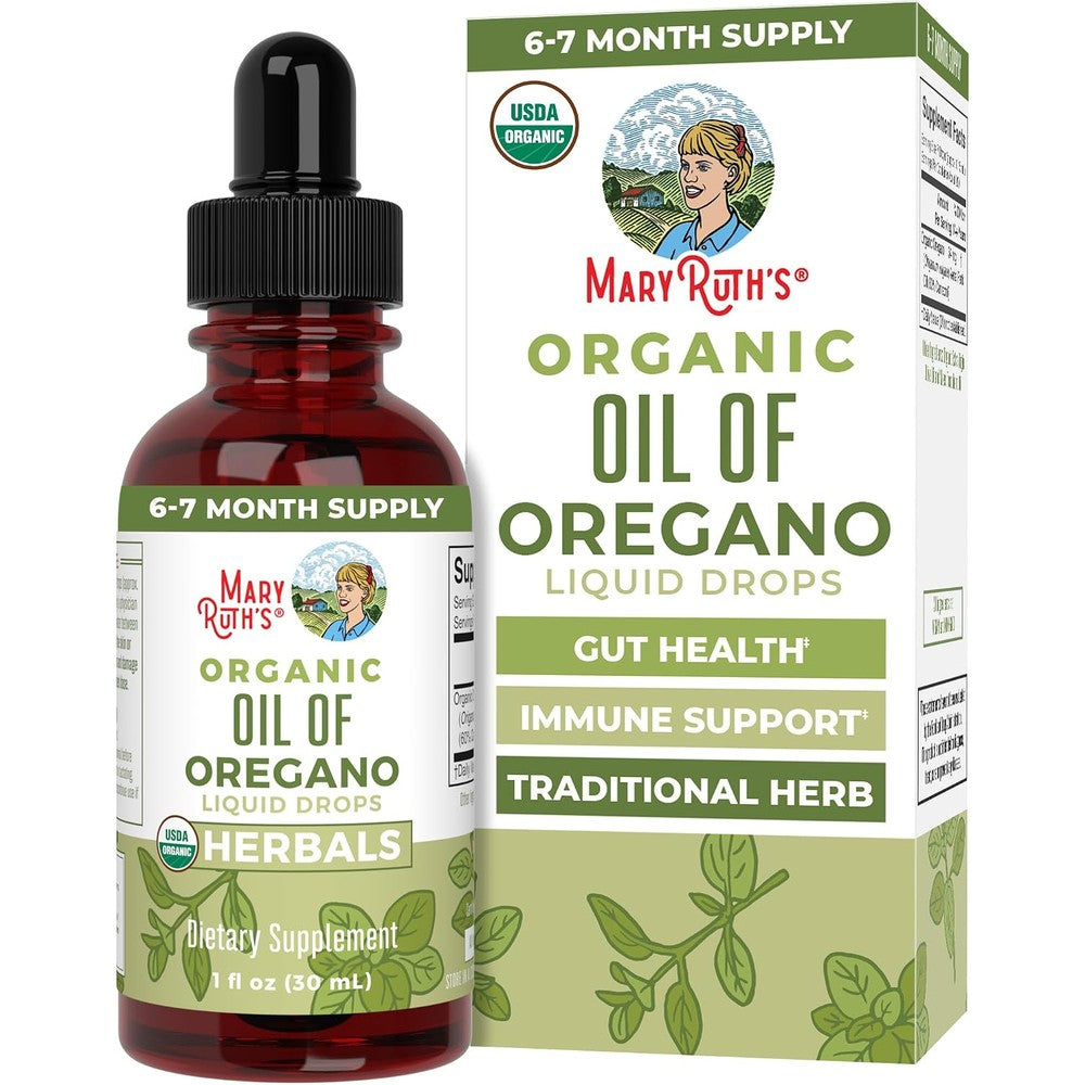 MaryRuth's organic oil of oregano liquid drops front view bottle