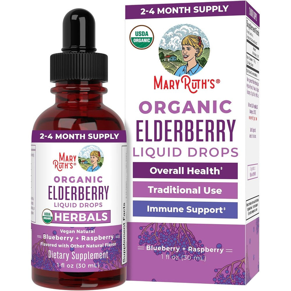MARYRUTH'S Organic Elderberry Liquid Drops for Adults & Kids, Immunity, 1oz