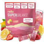 Nello Superbalance Hormonal Support Drink Mix, SRI-81 Shatavari, Myo-Inositol, Rhodiola Rosea, Vitamin C, Magnesium, Theobromine (20 Servings, Strawberry Lemonade)