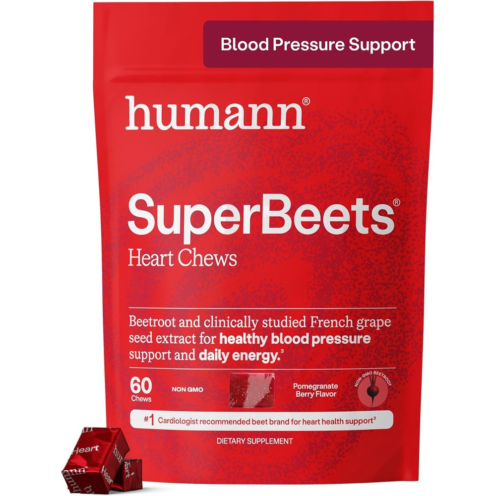 Humann SuperBeets Heart Chews, Pomegranate Berry Flavor, 60 Ct