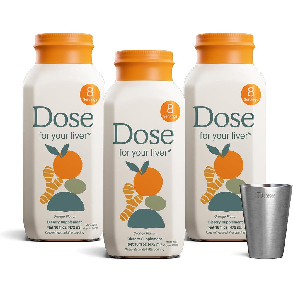 Dose for Your Liver Cleanse Detox & Repair, 16oz Bottle, 3 Pack | Organic Milk Thistle Liver Supplement with Turmeric, Dandelion, Ginger, Orange, Supports Healthy Liver Function