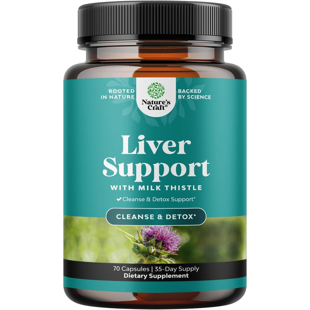Liver Cleanse Support - Milk Thistle Supplement with Choline - 70 Count